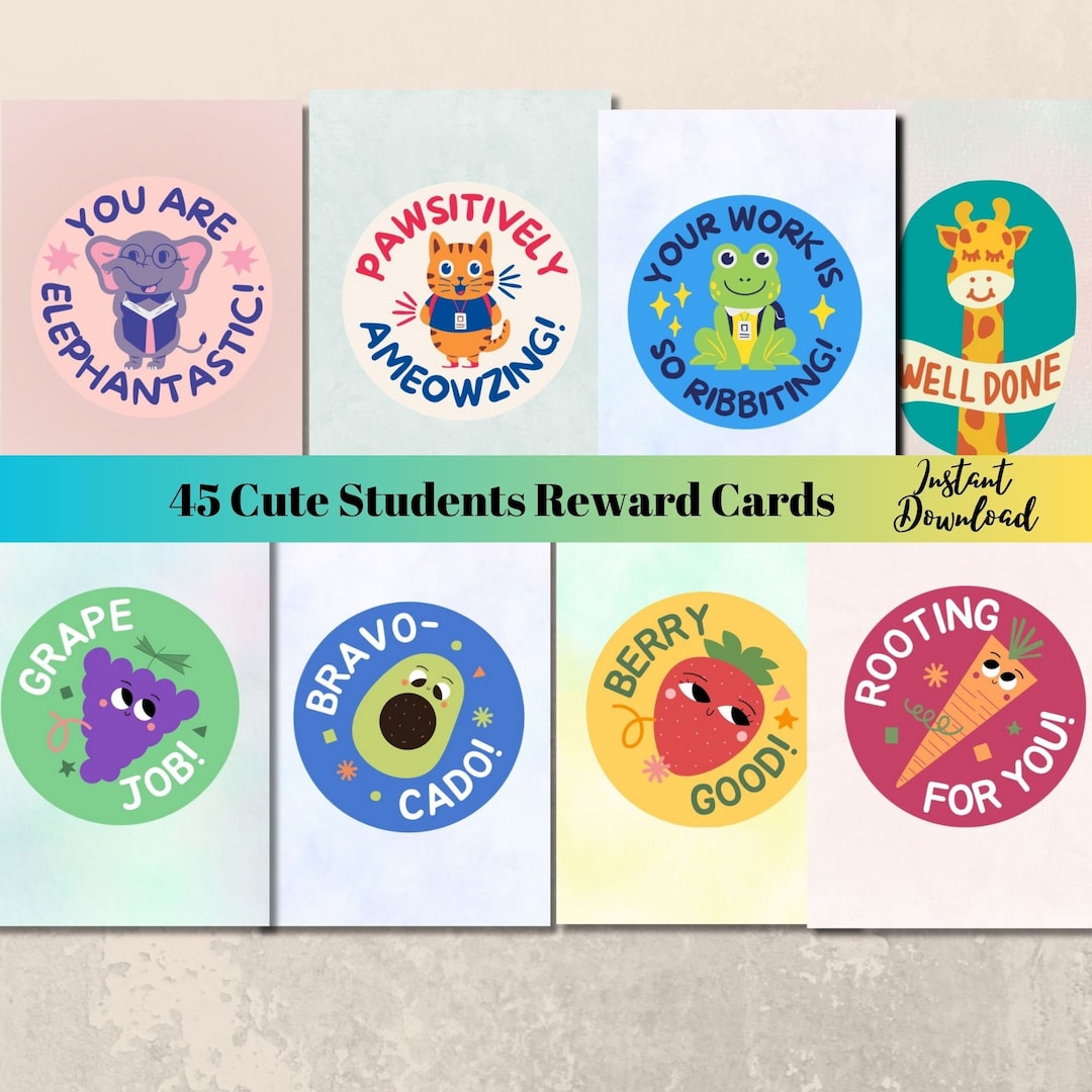 Cute Reward Cards for Students Positive Behavior Student Etsy