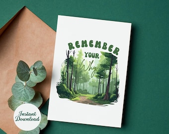 Tarjeta de acuarela "Recuerda tu porqué": Apoyo motivacional (Descarga digital)