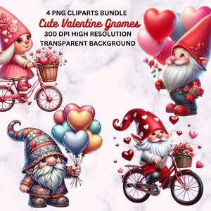 Süße Zwerge Valentinstag Clipart, 4 PNG Dateien, digitaler Download, Junk Journal, Scrapbooks, digitaler Planer für kommerzielle Nutzung.
