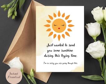 Sending Sunshine Card: Sympathy & Encouragement (PDF Download)