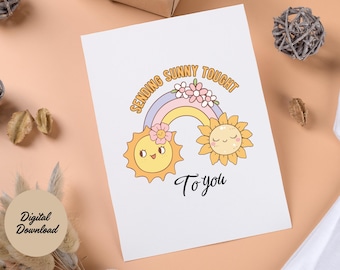 Sending Sunshine Card: Retro Sun & Rainbow Encouragement (PDF)