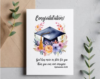 God Has More in Store – Faith-Based Graduation Printable Card.