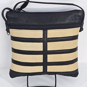 Cartera de piel auténtica en color negro y crema para mujeres, niñas y todas. #305BOw.Diseño para ti.Hecho en EE. UU.