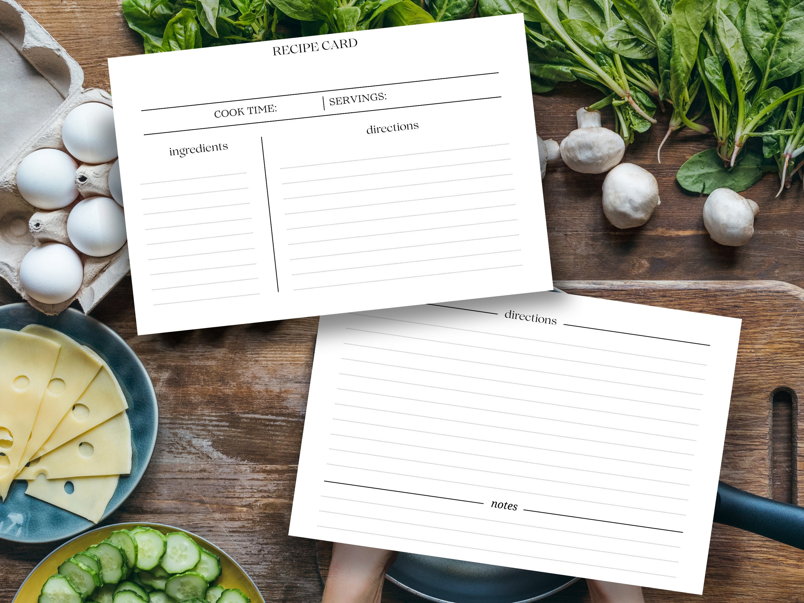 Simple Recipe Card Template Minimal Recipe Card Editable Modern Recipe