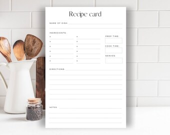 Einfache Rezeptkarte Vorlage Minimale Rezeptkarte Bearbeitbare Moderne Rezeptkarte Druckbare Rezeptkarte Personalisierte Rezeptdruck 10x15 cm