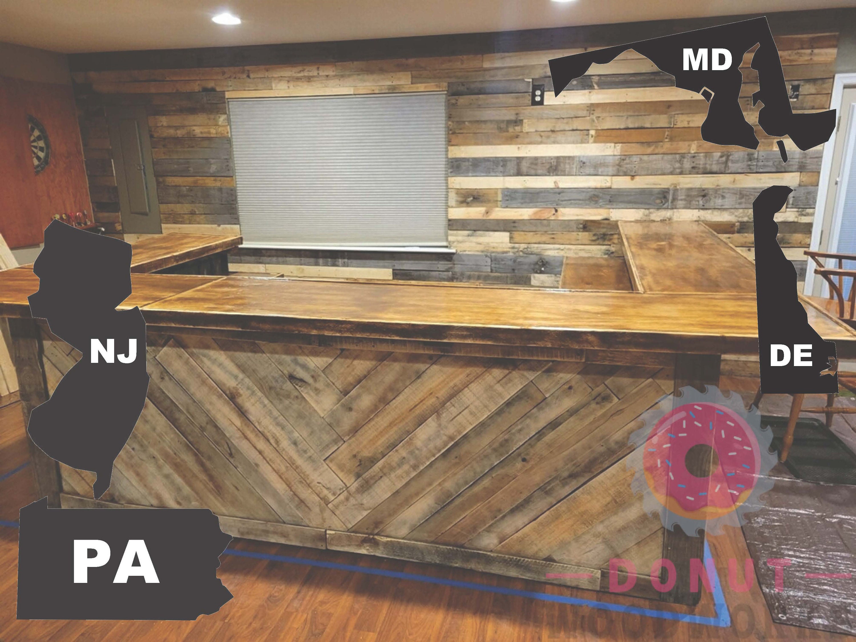 Bar top made from pallet boards and covered with epoxy  Basement bar  designs, Outdoor kitchen countertops, Outdoor kitchen bars