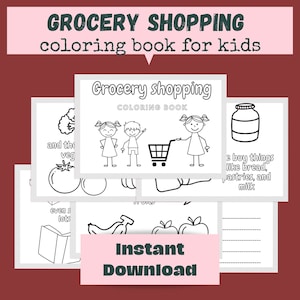 Grocery Shopping Kindergarten Coloring Book image 1