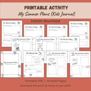 My Summer Plans Kids Journal
