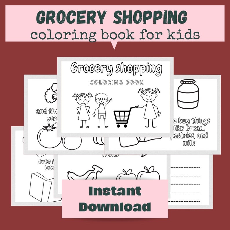 Grocery Shopping Kindergarten Coloring Book image 1