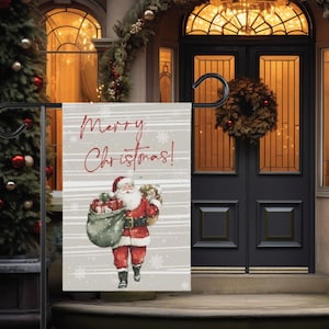 Vintage Santa Christmas Garden & House Banner
