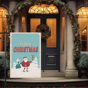 Santa Garden Flag - Festive Holiday Outdoor Banner, Christmas Yard Sign, Winter Home Decor, Xmas Seasonal Decoration, Red Green Garden Flag
