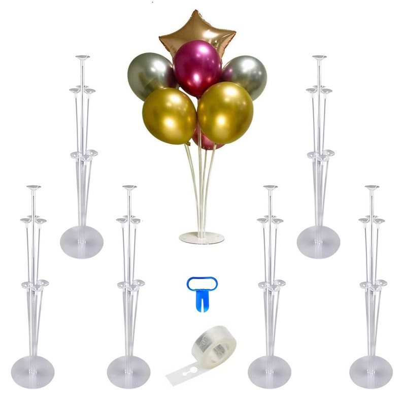 6 Sets Balloon Stand Kit, Table Balloon Stand Holder, Reusable Centerpiece With Base for
