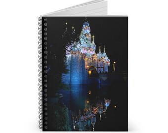 Sleeping Beauty Holiday Castle at Night: Disneyland Photography Spiral Notebook - Ruled Line