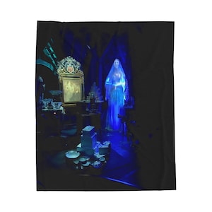 Haunted Mansion Attic, Ghost Bride: Disneyland Photography Velveteen Plush Blanket