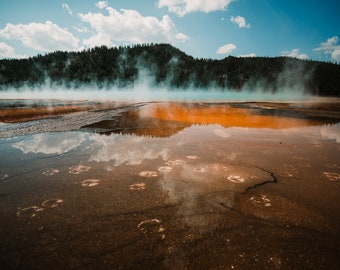 Yellowstone National Park Grand Prismatic Spring Fine Art Photography Print - Gift Idea, Wyoming, Landscape, Memory, Hiking, NPS, Travel