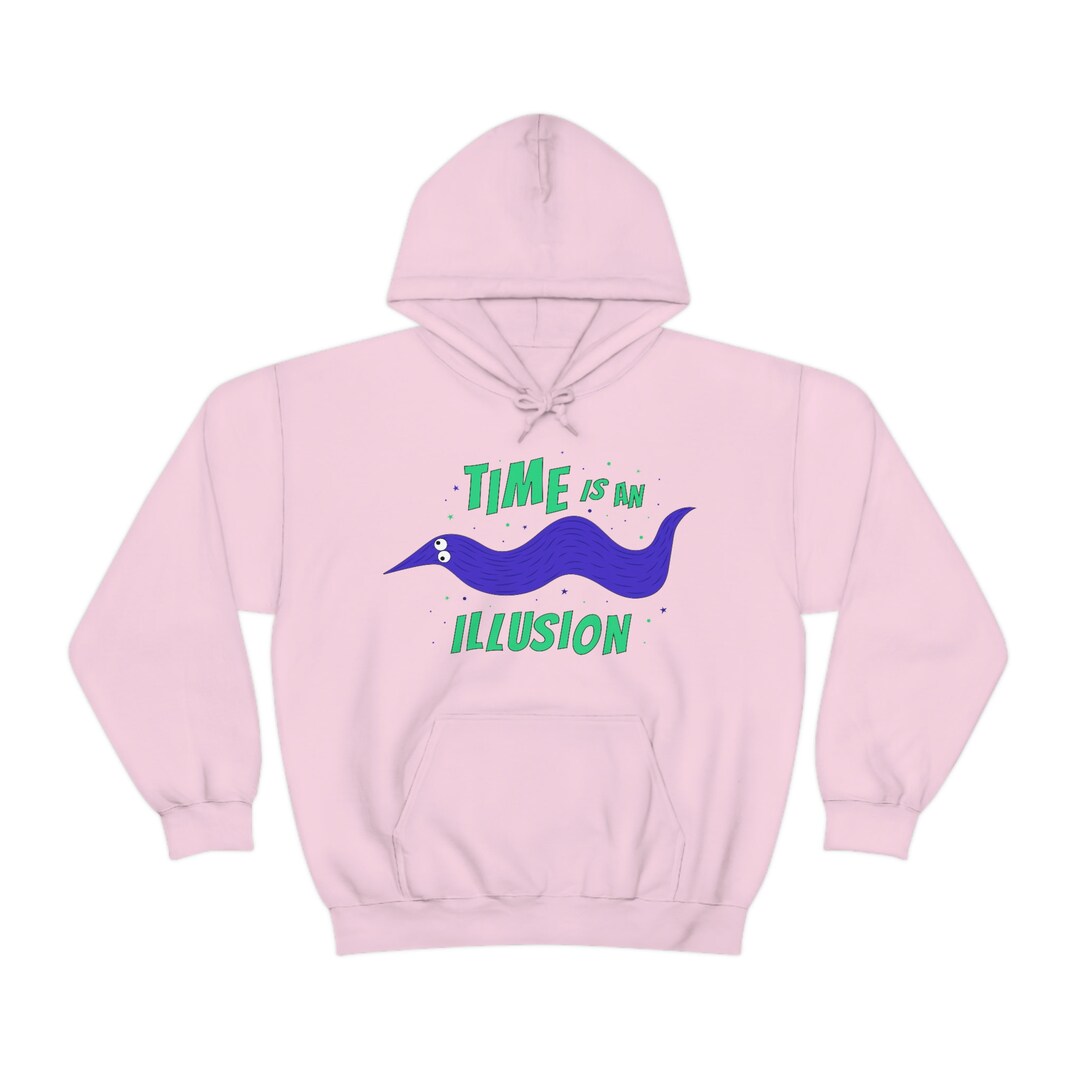 Time is an Illusion Worm on a String Hoodie | Nihilistic Fuzzy worm toy | Worm on a String | Bright Unisex sweatshirt | hooded sweater
