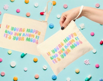 It&#39;s your Meds Cotton Zippered Bag | Medication pouch | Travel small zippered bag| Toiletries Cosmetics