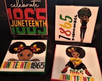 Juneteenth Coasters with Holder