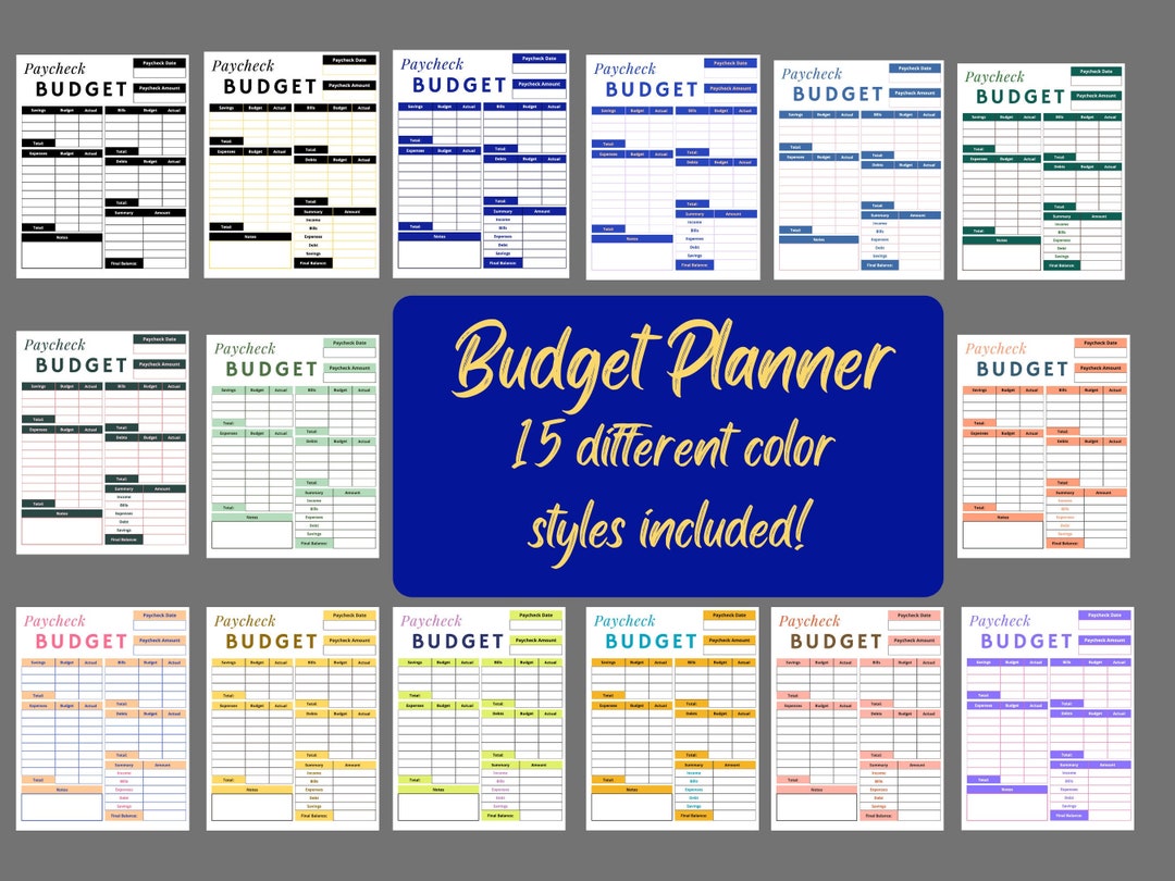 Paycheck Budget Planner Printable, Download Colorful Budget Templates ...