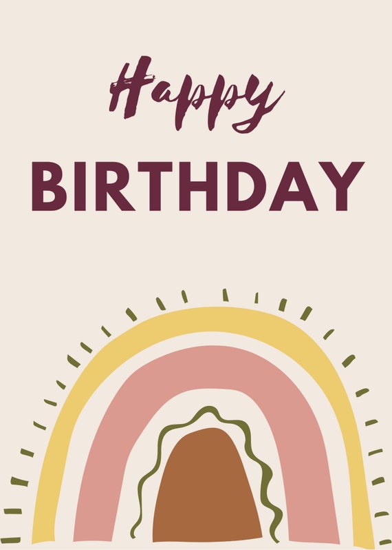 Printable Happy Birthday Rainbow Greeting Card Download PDF - Etsy