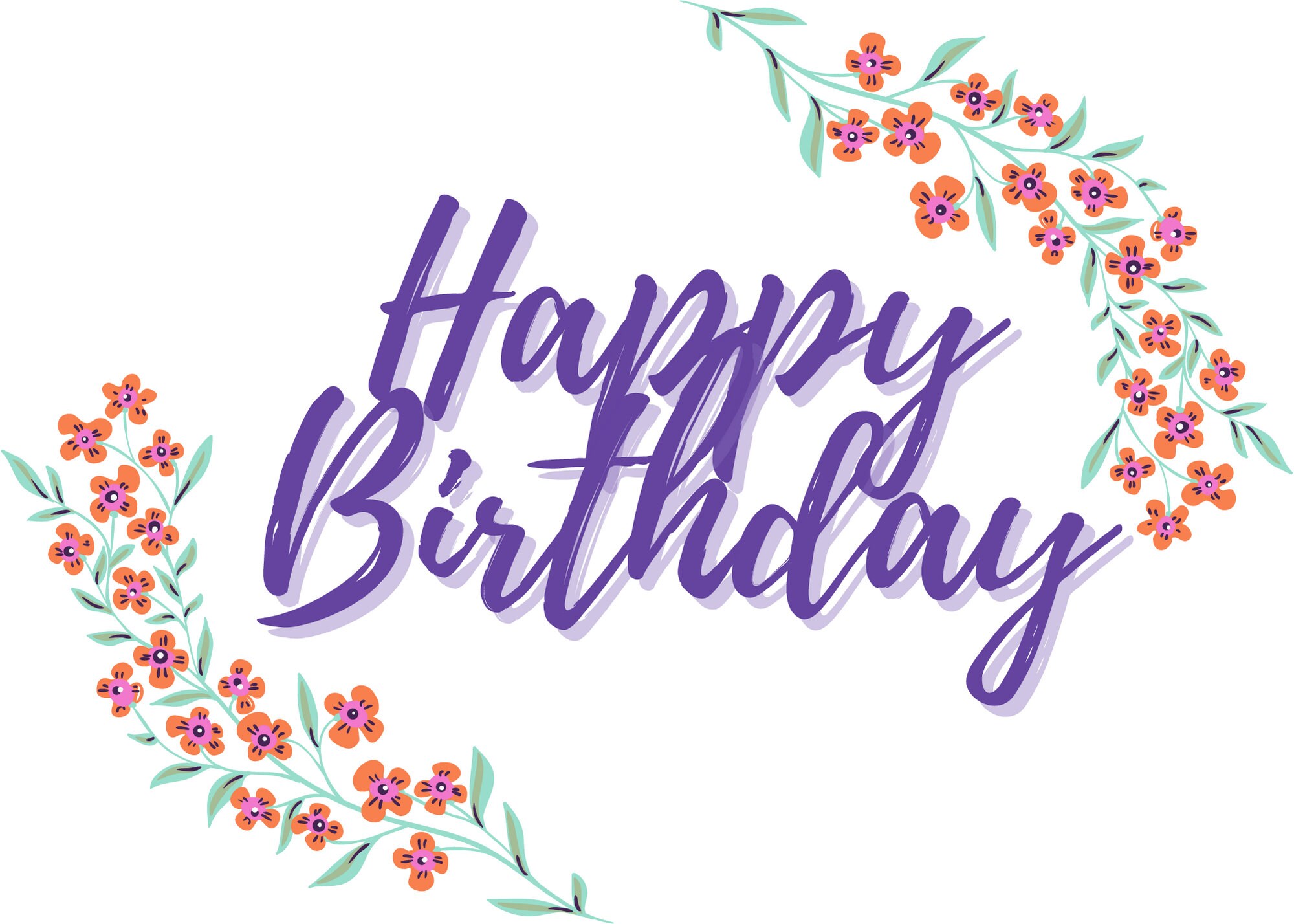 Printable Happy Birthday Flowers Greeting Card Download PDF JPG PNG - Etsy