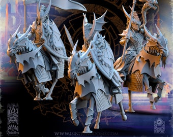 High Elf Dragon knights Command squad- high elves cavalry | Tabletop gaming 32mm miniatures  | 14k ABS-Like Resin - Dungeons & Dragons