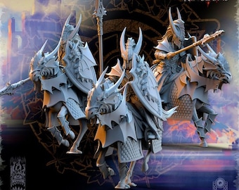 High Elf Dragon Knights - high elves cavalry | Tabletop gaming 32mm miniatures  | 14k ABS-Like Resin - Dungeons & Dragons