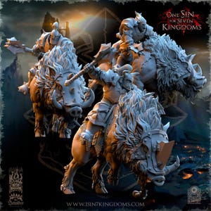 Orc Beast Riders with maces - Greenskins Cavalry | Tabletop Gaming 32mm | 14k ABS-Like Resin