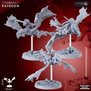 Lizardmen Miniatures Pterodactyls Bomber Squad - Ghamak - Caballería alada para Wargaming, juego de mesa de aventuras a escala de 32 mm