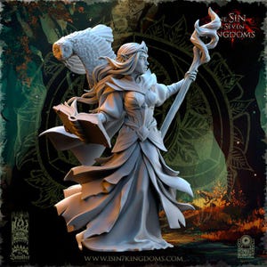 Wood Elves Everqueen | Wood Elf Hero Model 32mm Fantasy RPG Miniature | 14k Resin for Tabletop & DND |