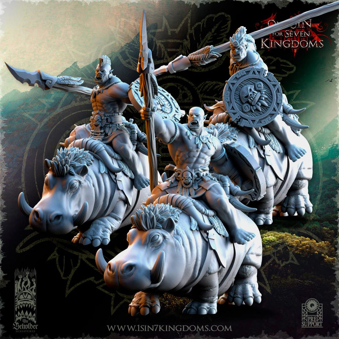 Orc Beast Riders - Lancer Cavalry Orcs Miniatures | Tabletop Gaming ...