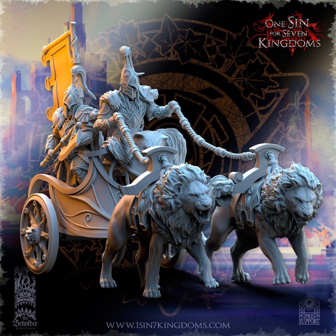 Mini Machine Elves High Elf Lion Chariot – Elven War Machine for Wargaming (32mm Scale ...