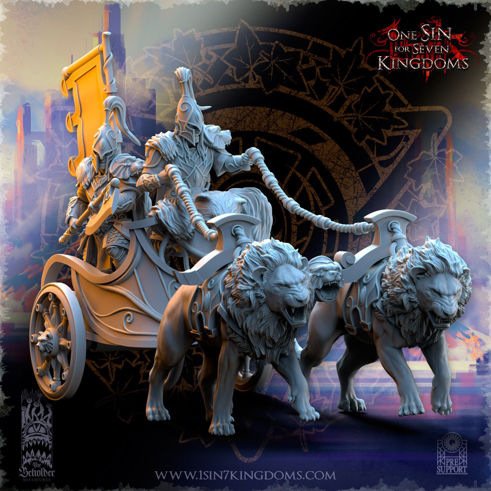 High Elf army Lion Chariot | Tabletop gaming High elves miniatures | 14k ABS-Like Resin - Dungeons & Dragons