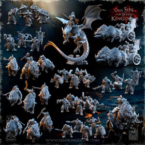 Bundel orkminiaturen - Greenskins Miniatures Tabletop Gaming | Krijgsheer op draak, Warriors, Crossbowmen, Boar Riders | Wargame-modellen van 32 mm
