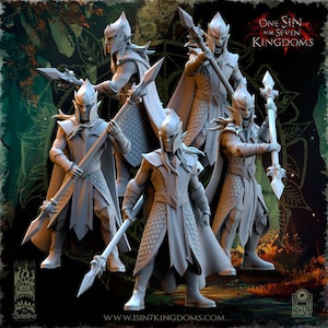 Wood Elf Spearmen | Wood elves Elf Infantry | elven Miniatures for RPG & Wargaming | 32mm Scale | 14k ABS-Like Resin