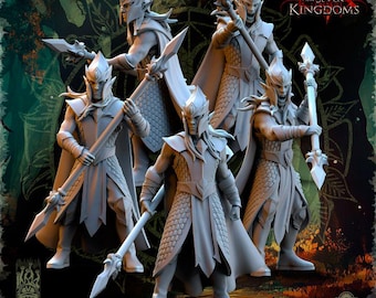 Wood Elf Spearmen Miniatures: 32mm RPG Wargaming Figures