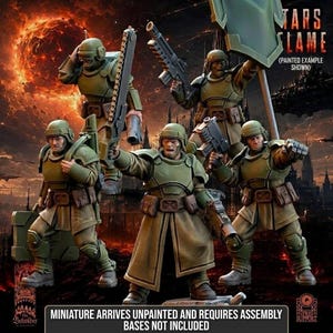 Grimguard Command Squad, Grimdark Future - Elite infantry, 28mm - 32mm Scale 14k Resin Miniatures