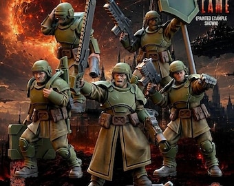 Grimguard Command Squad, Grimdark Future - Elite infantry, 28mm - 32mm Scale 14k Resin Miniatures