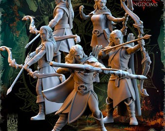 Wood Elf Ranger Miniatures: Fantasy RPG Archer, 32mm Scale 3D Printed