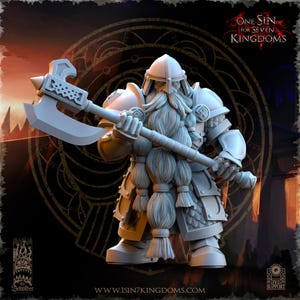 Veteranos guerreros enanos: infantería enana antigua para juegos de guerra (escala de 32 mm) Miniaturas de resina ABS de 14k Pose 10
