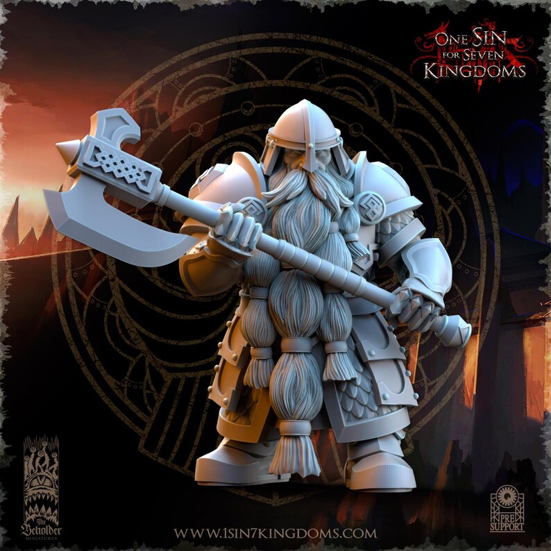 Veteranos guerreros enanos: infantería enana antigua para juegos de guerra (escala de 32 mm) Miniaturas de resina ABS de 14k Pose 10