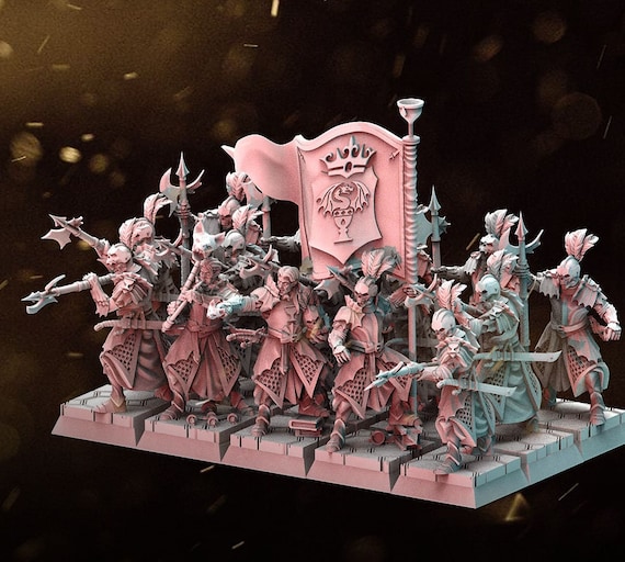 Vampire footman halberdier Squad | Vampire infantry | 14k ABS like Resin | 32mm Miniature