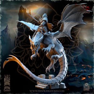 Orc boss on Dragon - Greenskins Warboss Miniatures | Tabletop Gaming 32mm | 14k ABS-Like Resin