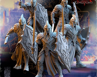 Guerreros Altos Elfos – Infantería élfica para 5e / RPG (32 mm, escala heroica) Miniaturas de resina