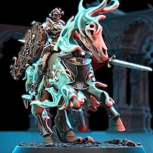 Miniatura de caballería de caballeros esqueleto fantasma, modelo de no-muerto de 32 mm en resina gris tipo ABS.