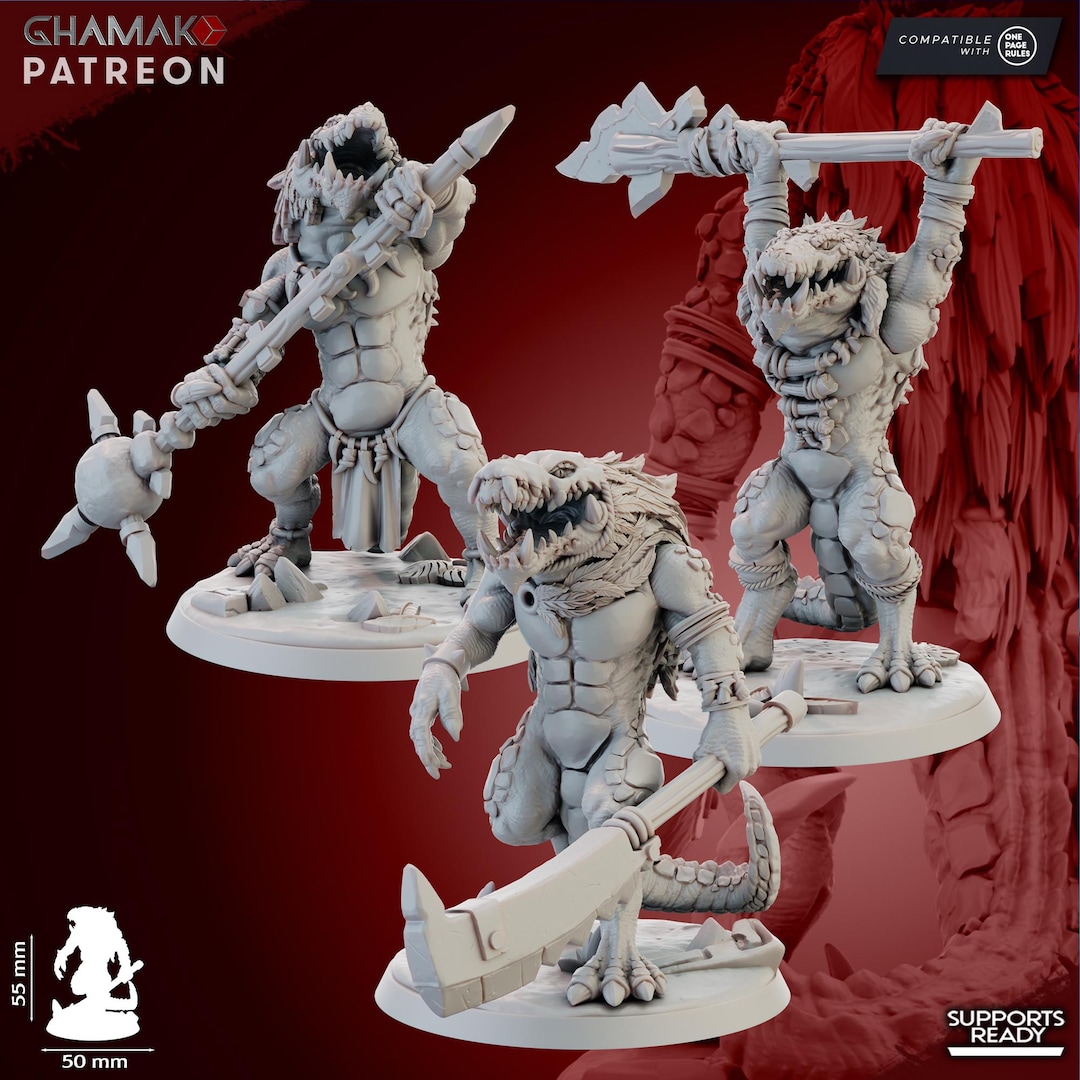 Frontline Miniatures Lizardmen Miniatures Krocs Squad - Ghamak - Frontline Elite Troops ...
