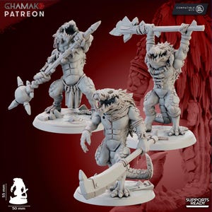 Miniaturas de Hombres Lagarto Escuadrón Krocs - Ghamak - Tropas de élite de primera línea - Aventura de mesa a escala de 32 mm