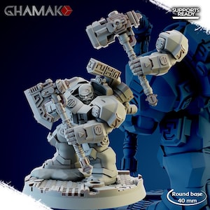 Space Dwarves Champion - Ghamak | 32mm Miniature for RPG and Wargaming | 14k ABS-Like Resin