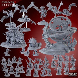 Lote de miniaturas de Hombres Lagarto - Ghamak - Figuras de Wargaming de 32 mm; Pyrosalamander, Caballeros y Jinetes de Pterodáctilo