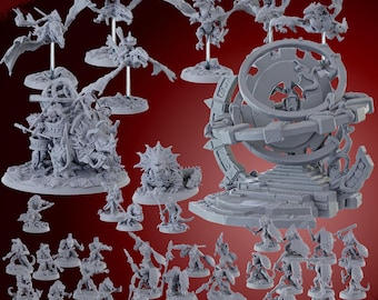 Lizardmen Miniatures Bundle - Ghamak - 32mm Wargaming Figures; Pyrosalamander, Knights & Pterodactyl Riders